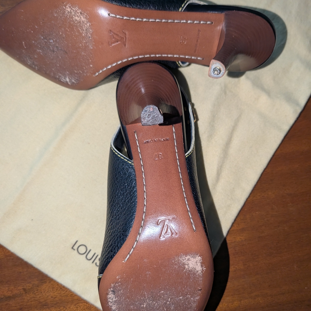 Louis Vuitton Black Slingback Heels SZ 37. - Picture 8 of 8